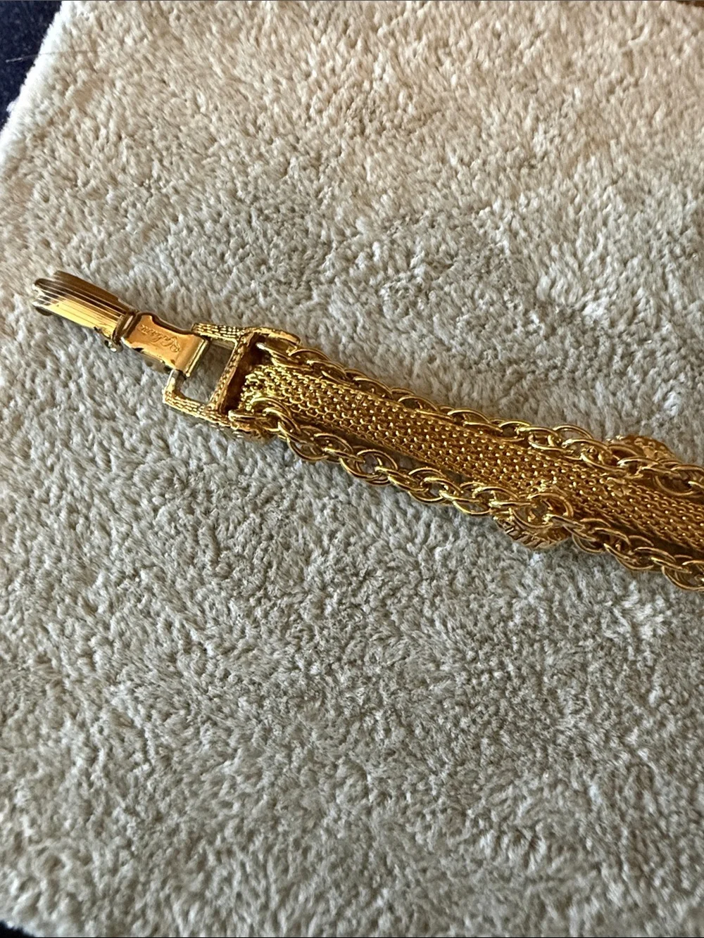 Goldette Gold-Tone Mesh Bracelet | Vintage Statement Jewelry | Signed